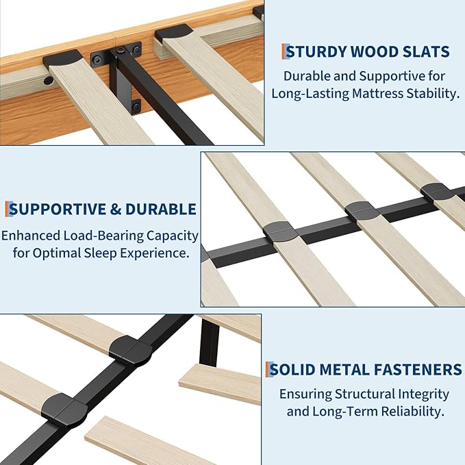 Garvee Wood Platform Bed Frame, Twin Size Bed Frame, Wood Slat Support, No Box Spring Needed, Easy Assembly, Noise-Free Design, Underbed Space for Storage