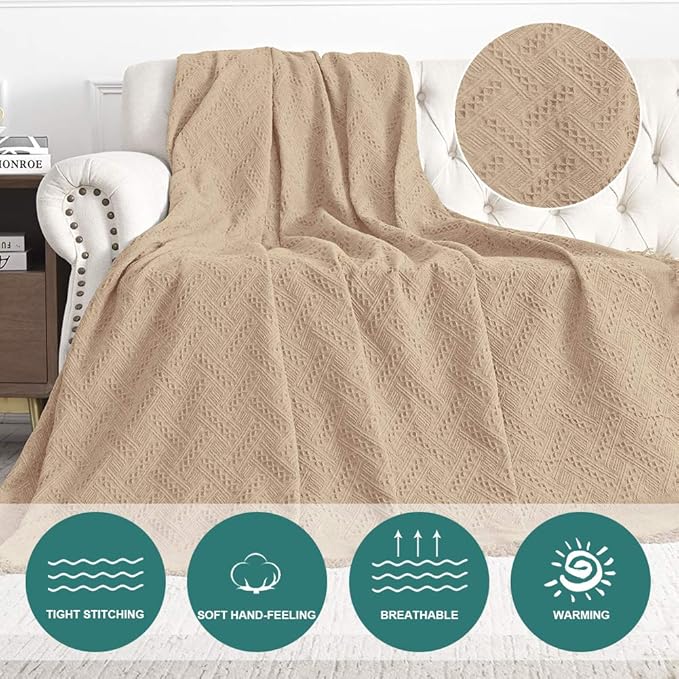 MYSKY HOME Sectional Sofa Covers, Couch Cover for 2 Cushion Couch, Geometrical Couch Cover Living Room Sofa Throws Sofa Slipcovers for Pets, & Kids (X-Large, 71" x 118", Khaki)