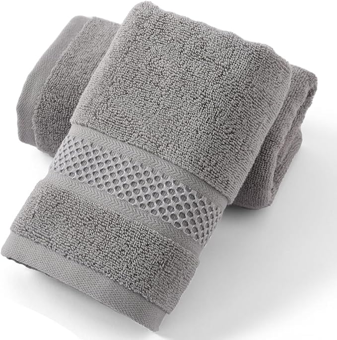 sense gnosis Grey Hand Towel Set of 2 Super Soft Absorbent Plush 100% Cotton Hand Towels for Bathroom Decorative 13 X 29 Inch