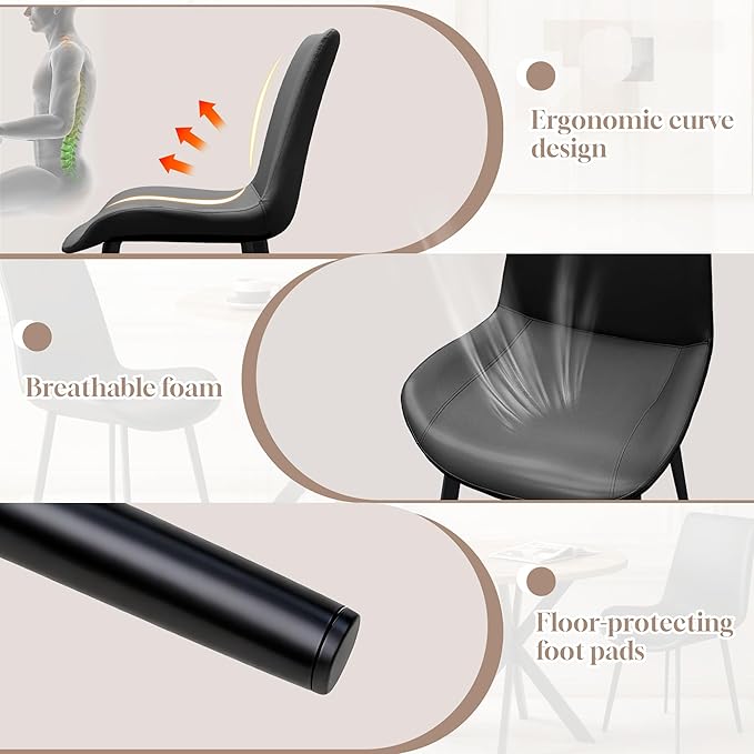 31.5" Round Dining Table and Chairs Set for 2, Small Dining Table Chairs Set Space-Saving, Round Table Set with Upholstered Chairs for Kitchen Dining Room Apartment(Natural + Black)