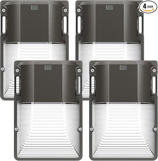 CINOTON 30W LED Wall Pack Light with Dusk to Dawn Sensor, 3600LM, 5000K Daylight [120Vac] Outdoor Wall Lights IP65 Waterproof LED Security Flood Lighting for Garage Warehouse Garden UL-Listed 4 Pack