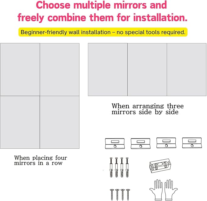 brisafe 2PCS 71"x44" Ultra-Light Full Length Mirror – Frameless Wall-Mounted Mirror for Home Gym, Yoga Studio, or Living Room | Easy Installation, Commercial Grade & Insurance Eligible