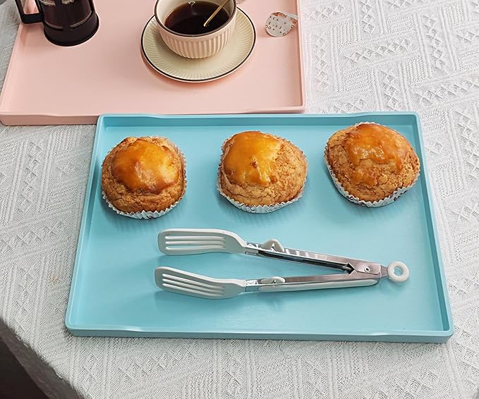 Blue Serving Tray (15 x 10.6 inch), Laegr Tray for Serving Accessory, Spa, Coffee, Drinks, Tea, Bar, Party, Seasoning, Perfume and Display Use.