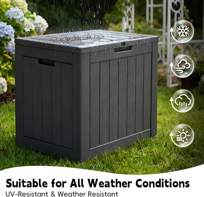 22 Gallon Outdoor Storage Box, Deck Box Waterproof, Resin Outside Storage, Storage Bin for Package Delivery, Patio Furniture Cushion, Pool Accessories, Weatherproof and UV Resistant