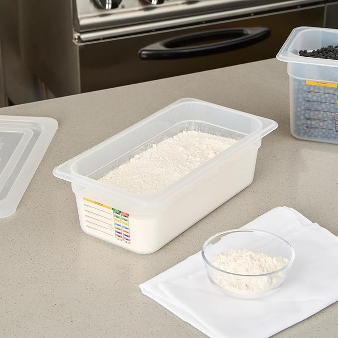 Restaurantware Food Pans Pack of 10 Plastic Rectangle Food Containers 1/3 Size with Traceability Label, Storage Containers Dishwashable Hot Cold Friendly for Restaurants Buffet Commercial Use