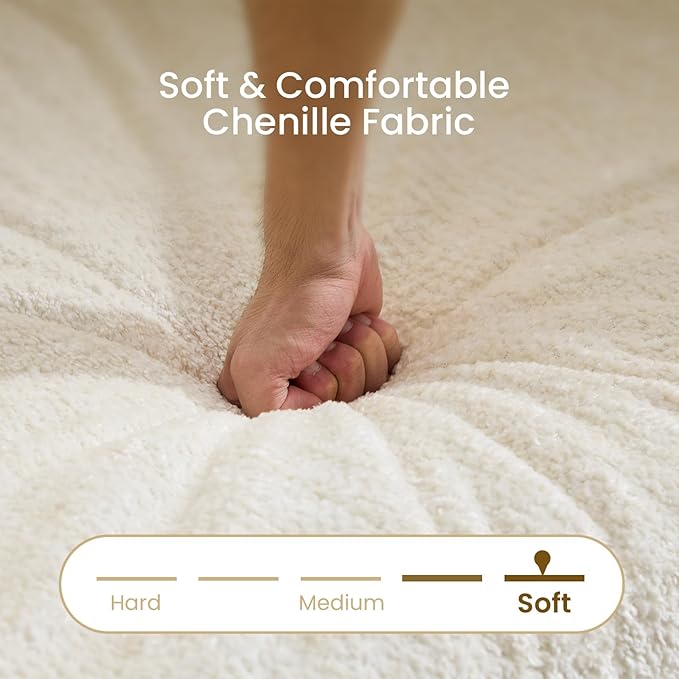 112" Modular Sectional Sofa with Movable Ottoman, L Shaped Couches for Living Room, 3 Seater Comfy Cloud Couch with Removable Cover, Armrest Pillow (Beige)