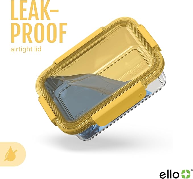 Ello Color Lock 3.4 Cup 10PC, 5 Pack Glass Meal Prep Sets Leak-Proof Glass Food Storage Containers with Airtight BPA-Free Plastic Lids, Dishwasher, Microwave, and Freezer Safe, Desert Festival