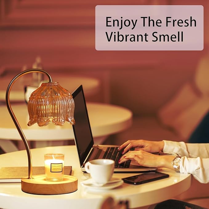 GEEZO Fragrance Candle Warmer Lamp，Electric Candle Warmer with Timer & Dimmer，Mom Christmas Birthday Gifts for Women, House Warming Gifts New Home Bedroom Decor