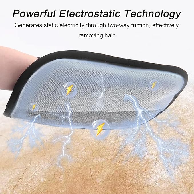AUBELL Pet Hair Removal Glove for Dogs & Cats,2025 Upgrade Five-Finger Electrostatic Magic Brush,Animal Fur Removal Tool,Reusable Efficient Pet Hair Remover for Couch,Carpet,Clothes（2Pcs,Black）