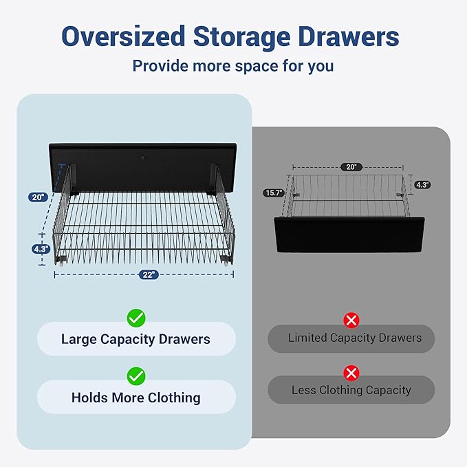 Allewie Velvet Vertical Tufted Full Size Upholstered Platform Bed Frame with 2-Tier LED Storage Headboard & 2 Storage Drawers, USB & Type-C Charging Ports, Noise-Free/No Box Spring Needed, Black