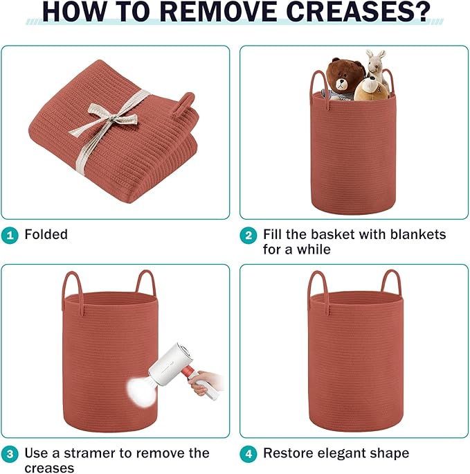 YOUDENOVA Laundry Hamper Basket, Woven 58L Tall Laundry Basket for Blanket Organizer- Clothes Hamper Baby Nursery Hamper for Blanket Storage in Bedroom