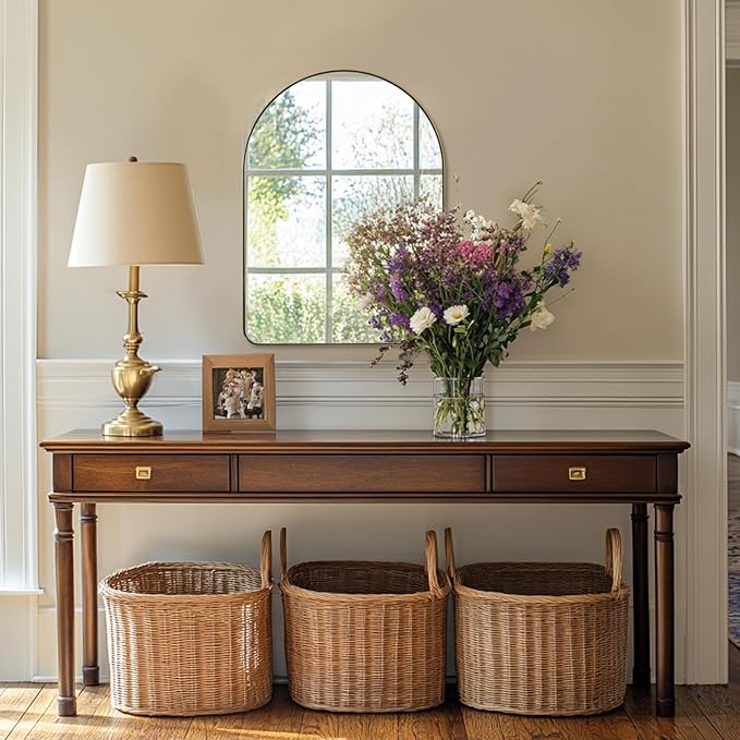 ANDY STAR Arched Mirror, 22 x 30 Inch Gold Wall Mirror in Stainless Steel Metal Frame, Arch Top Rounded Corner 1 Inch Deep Set Design Wall Mount Hangs Vertical