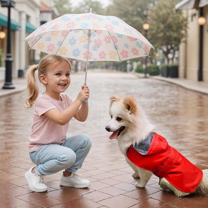 Dog Raincoat Dog Rain Jacket Poncho Waterproof Pet Rain Suit Double Layer Breathable Lining Hooded Leash Hole Adjustable Puppy Small Medium Dogs,Red,L