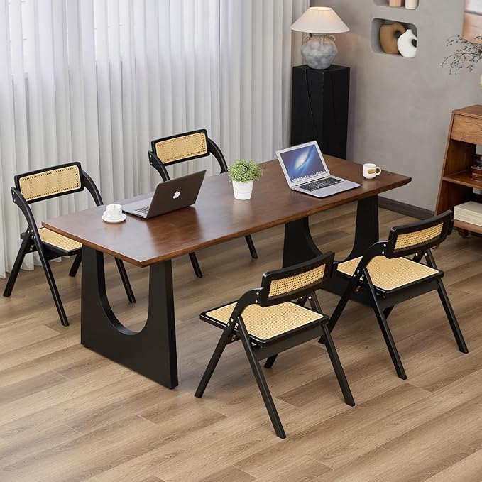 Wooden Executive Office Desk Computer Table Multi-Sized High Cost Performance Stylish Design Metal Legs Versatile Use for Office or Dining Casual Table (Walnut Color, 70.87in)