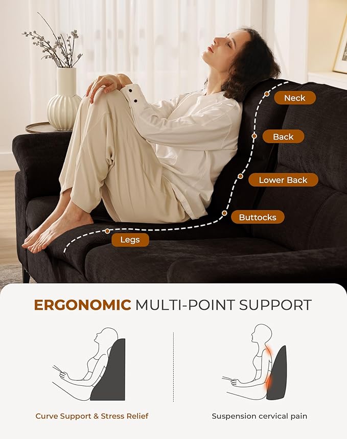 71.25" Modern Sofa Couch for Living Room, Deep Seat Sofas with 8” Cushion, Comfy 2-Seater Chenille Loveseat with Convertible Armrest, Removable Sofa Cover, High Leg (Dark Gray)