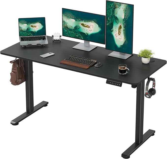 Casaphoria 55 x 24 inches Electric Standing Desk, Sit to Stand Desk with Memory Height Adjustment, Home Office Computer Desk for Writing and Games, Black