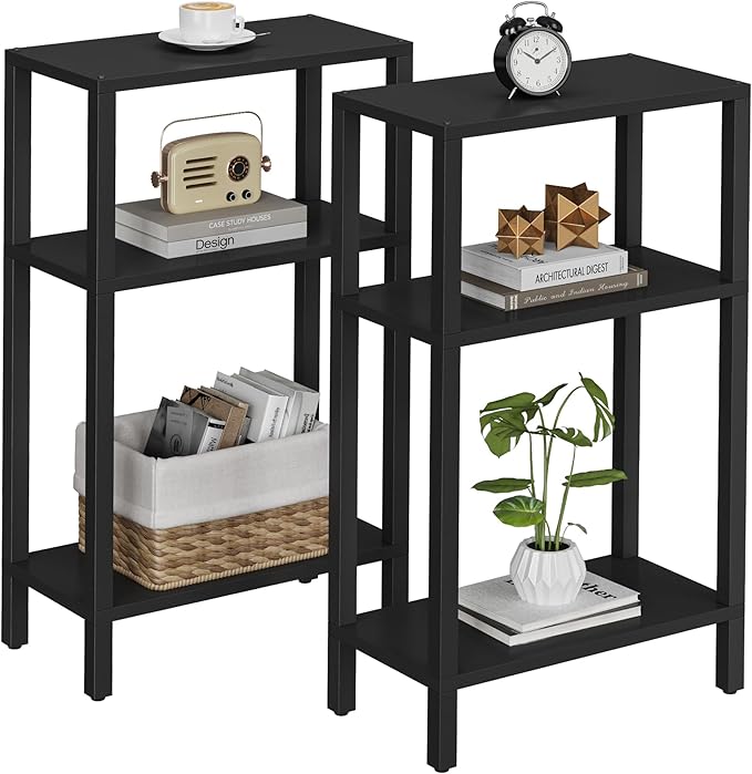 TUTOTAK Small Side Table, Narrow End Table, Skinny Sofa Table, Slim Nightstand, Couch Table, Living Room, Bed Room, Black TB01BK0772