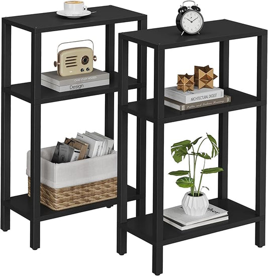 TUTOTAK Small Side Table, Narrow End Table, Skinny Sofa Table, Slim Nightstand, Couch Table, Living Room, Bed Room, Black TB01BK0772