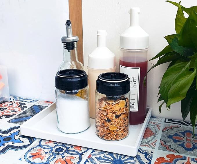 Small White Serving Tray (9.5 x 7 inch) for Serving Accessory, Drinks, Spa, Coffee, Wine, Tea, Bar, Party, Seasoning, Perfume and Display Use.