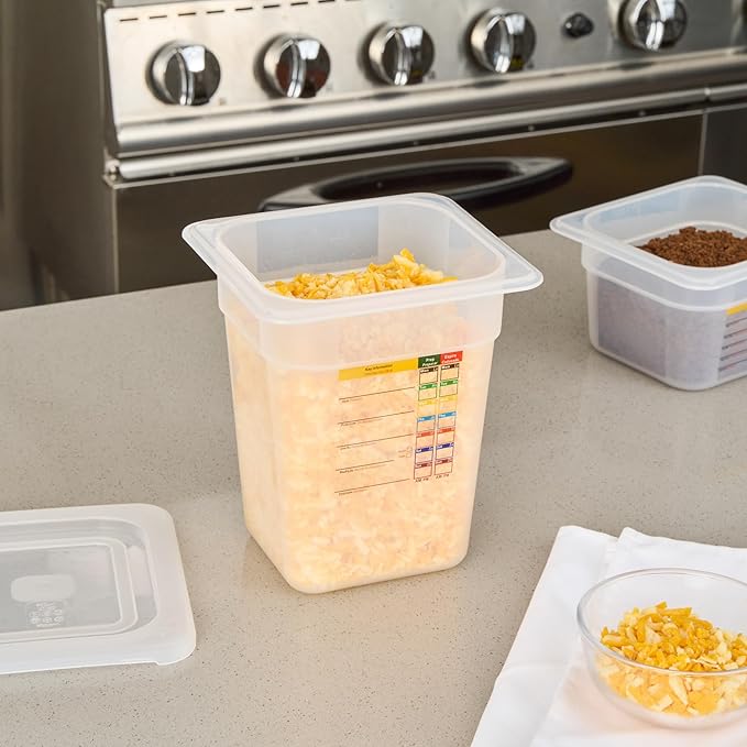 Restaurantware Food Pans Pack of 10 Plastic Square Food Containers 1/6 Size with Traceability Label, Storage Containers Dishwashable Hot Cold Friendly for Restaurants Buffet Commercial Use