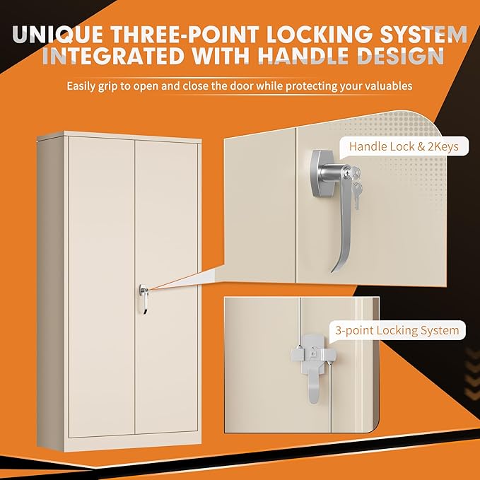 INTERGREAT Metal Wardrobe Closet, 72" Locking Storage Wardrobe Cabinet with Doors and Shelves, 18 "D Steel Clothes Storage for Office, Home, School, Gym (Warm Grey)