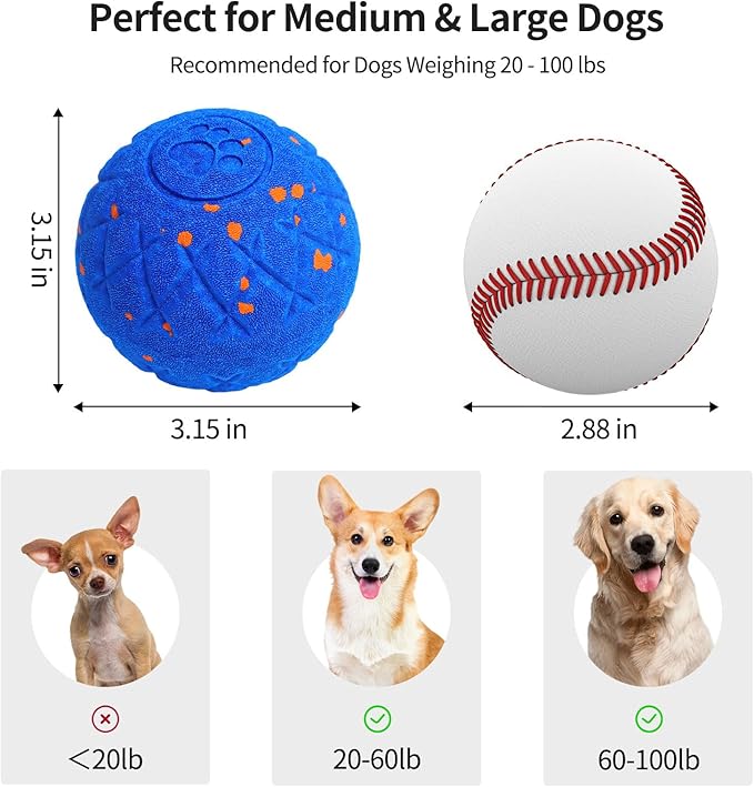 SCHITEC Interactive Dog Toys Ball Smart Automatic Bouncing Moving Rolling Vibrating Ball Motorized Pet Chase Toys for High Energy Medium Large Dogs (Blue)