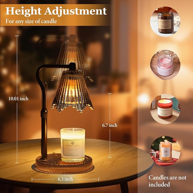 Candle Warmer Lamp with Timer Dimmable, Birthday Gifts for Women Mom, House Warming Gifts New Home Decor, Wax Melt Warmer for Jar Candles with 2 Bulbs