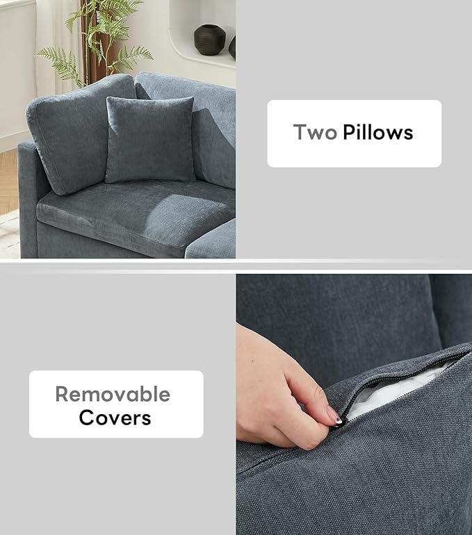 Tbfit Modern Sectional Sofa, Down-Filled Cushions, Extra Comfy Cloud Couch for Home, Living Room, Grey