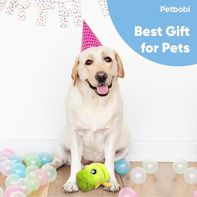 Petbobi Interactive Dog Toys Monster Active Ball for Dogs with Batteries, Self Moving Balls and Plush Cover for Small & Medium Dogs to Chase, Dog Toy Squeaky Crazy Bouncer Ball, Veggie Scout Bobby