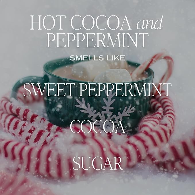 Sweet Water Decor Hot Cocoa + Peppermint Soy Candle | Chocolate, Peppermint, and Vanilla Holiday Scented Candles for Home | 11oz White Jar + Wood Lid, 50+ Hour Burn Time, Made in The USA
