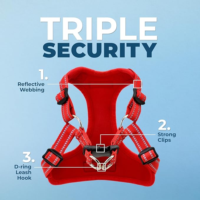 Best Pet Supplies Voyager Adjustable Dog Harness Leash Set with Reflective Stripes for Walking Heavy-Duty Full Body No Pull Vest with Leash D-Ring, Breathable All-Weather - Red, XL
