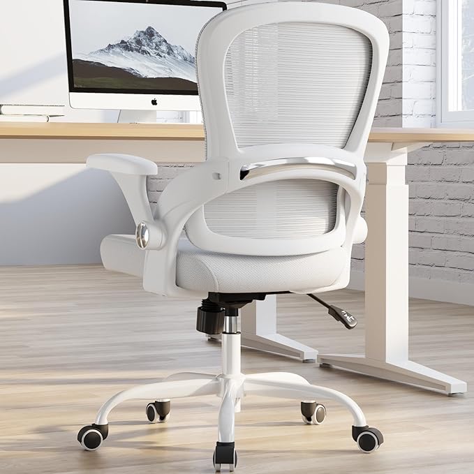 TRALT Office Chair - Ergonomic Office Chair with Back Support, Home Office Desk Chairs, Comfy Desk Chair, Computer Chair, 330lbs Wide Seat Big and Tall Office Chairs for Gamers(White)