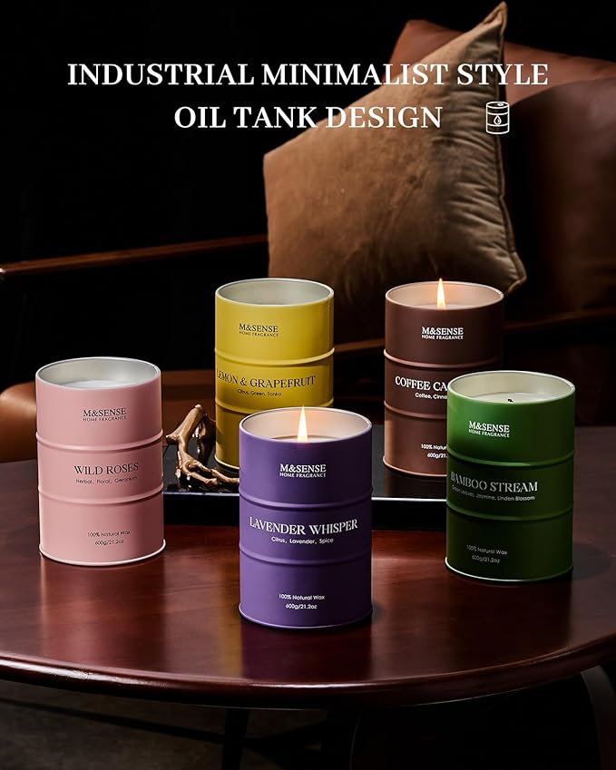 M&SENSE Coffee Cappucina Large Scented Candles Christmas Decor, Hoilday Soy Wax Christmas Candle 21.2oz 120 Hours, Coffee Aroma Candle Unique Housewarming Appreciation Gifts