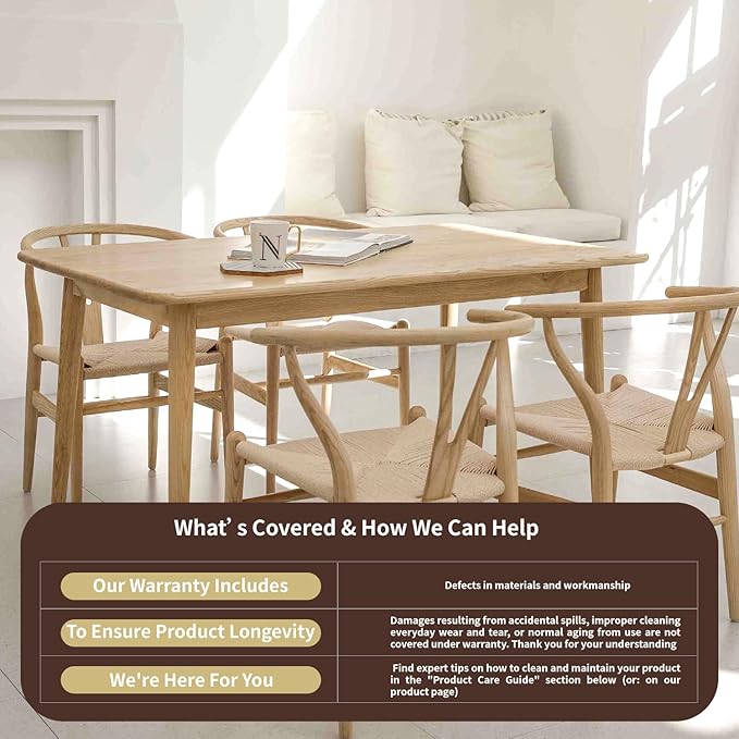 Tomile Solid Wood Wishbone Chair Y Chair Mid-Century Armrest Dining Chair, Hemp Seat (Ash Wood - Natural Wood Color)