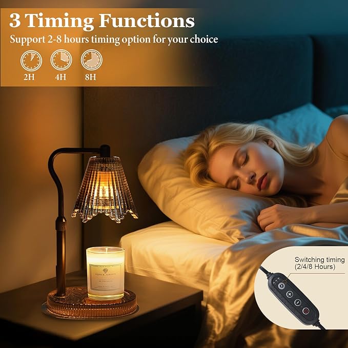 Candle Warmer Lamp with Timer Dimmable, Birthday Gifts for Women Mom, House Warming Gifts New Home Decor, Wax Melt Warmer for Jar Candles with 2 Bulbs