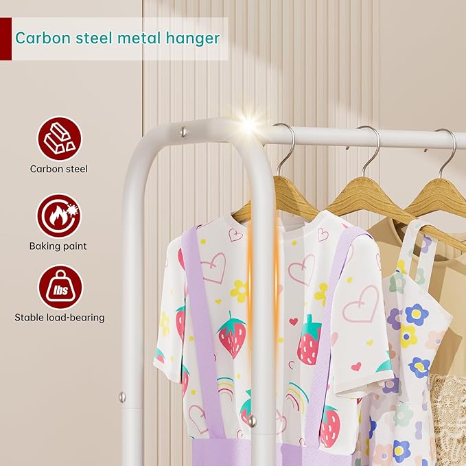 SINGAYE Clothing Racks Portable for Hanging Clothes Garment Rack Heavy Duty Clothes Rack Storage Coat Hanger Stand Portable Closet to Hang with Shelves Wardrobe Standing Organizer Drying White