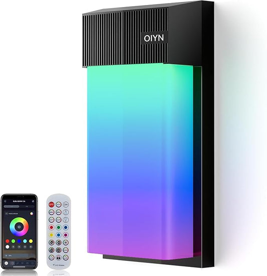 Outdoor Wall Light, Smart RGBICWW Porch Lights Outdoor, 1500LM Modern Wall Sconce with 30+ Scene Modes, Retome & APP Control, IP65 Waterproof Color-Changing DIY for Outdoor Decor, 1 Pack