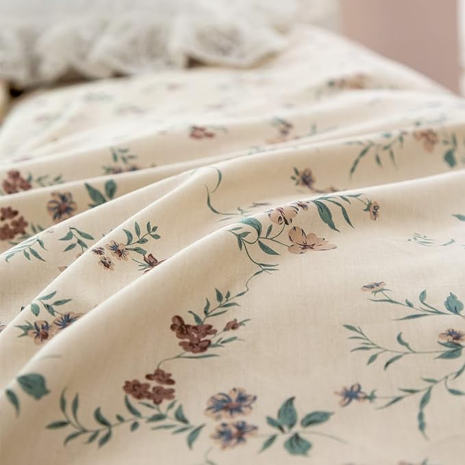 Floral Comforter Set King 3 Pieces Soft Chic Garden Style Floral Print Lightweight Vintage Botanical Flowers Comforter Set for All Seasons 1 Comforter and 2 Pillowcases