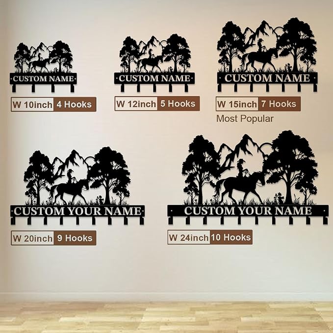 Custom Horse Key Hook - Personalized Forged Iron Wall Keys Holder with Equestrian Design, Black Metal Home Decor for Horse Theme Lovers (Style A)