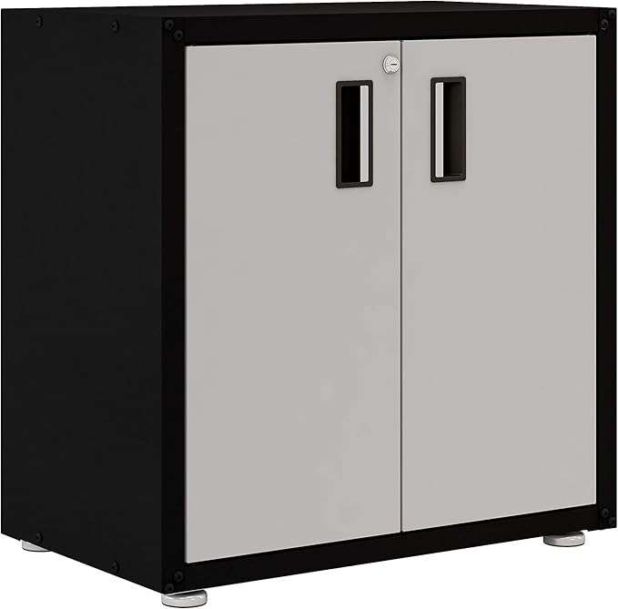 for Home Ready-to-Assemble Steel Cabinet with Two Doors (Black and Grey)