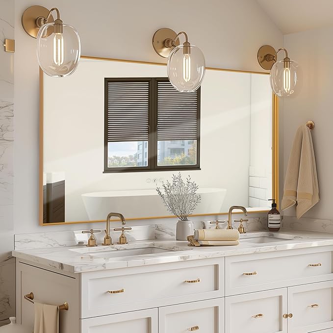 Wall Mirror 30" x 40" for Bathroom Modern Gold Deep Frame Mirror for Wall Decorative Horizontal or Vertical Wall Mounted Mirror for Bedroom Living Room Entryway Wall Decor