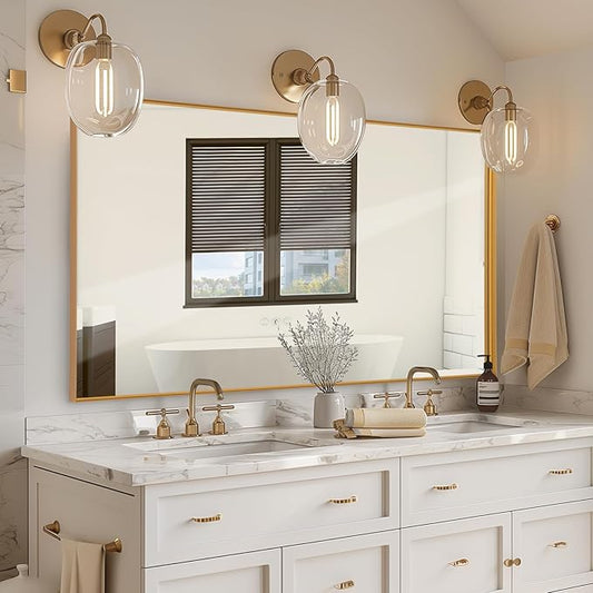 Wall Mirror 30" x 40" for Bathroom Modern Gold Deep Frame Mirror for Wall Decorative Horizontal or Vertical Wall Mounted Mirror for Bedroom Living Room Entryway Wall Decor