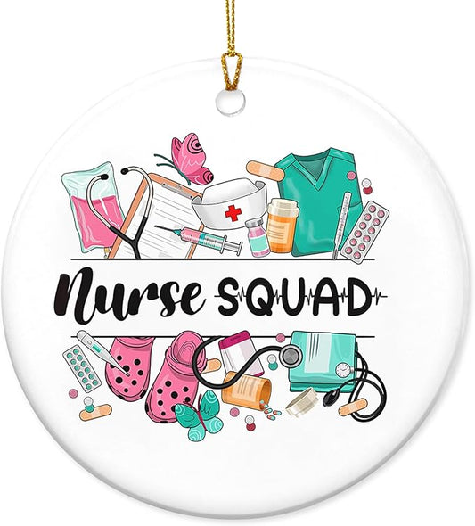 GEEMBI Nurse Gifts for Women, 2025 Christmas Ornaments - Thank You, Appreciation Gifts for Nurses, Retirement Nurse - Christmas Tree Decoration Ceramic Ornaments