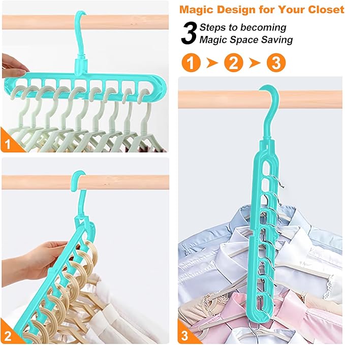 Closet Organizers and Storage, Multifunctional Organization and Storage Home Essentials Magic Space Saving Hangers with 9 Holes for Wardrobe Closet Heavy Clothes