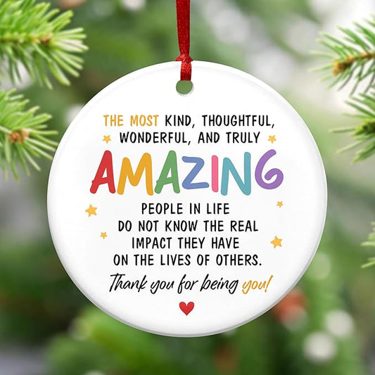 GEEMBI Christmas Coworker Gifts for Women Friends - Ceramic Christmas Ornaments 2025 for Tree Decorations - Inspirational Appreciation Thank You Gifts for Coworkers Work Bestie, Stocking Stuffers