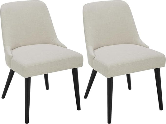 CHITA Mid-Century Modern Dining Chair, Upholstered Fabric Accent Chairs, Set of 2,Performance Fabric in Linen