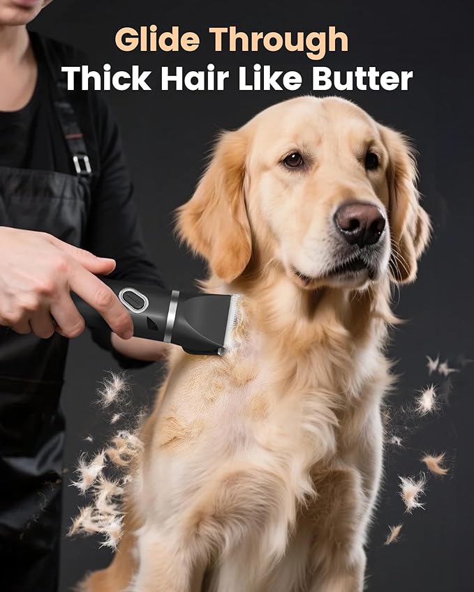4 in 1 Dog Clippers for Grooming Thick Hair, 2000mAh Heavy Duty Dog Grooming Kit, 2-Speed Low Noise Dog Paw Trimmer with Nail Grinder for Body, Paws, Nail, Face, Ears, Legs