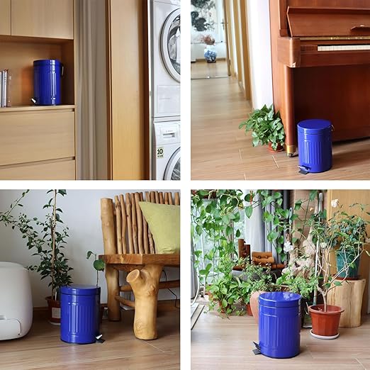 5 L Round Step Pet Trash with Lid,Mini Metal Pedal Bin,Small Garbage Can Wastebasket for Home,Car or Office