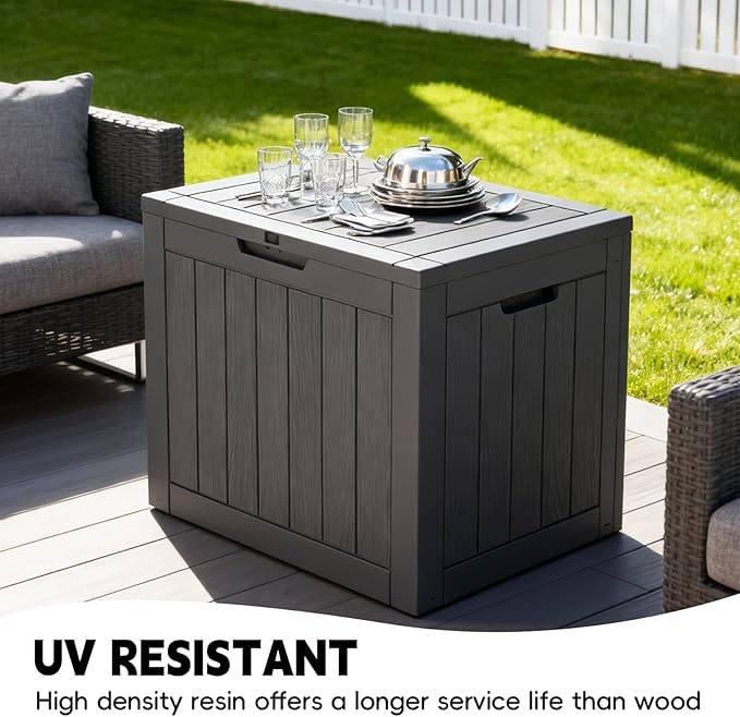 22 Gallon Outdoor Storage Box, Deck Box Waterproof, Resin Outside Storage, Storage Bin for Package Delivery, Patio Furniture Cushion, Pool Accessories, Weatherproof and UV Resistant