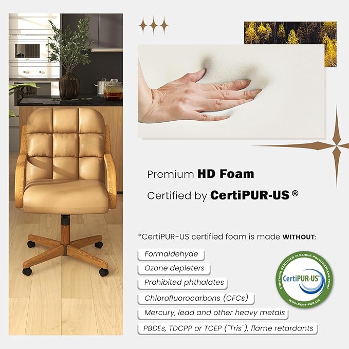 Chromcraft Douglas Set of 1 Classic Caster Swivel Tilt Dining Chairs Swivel Tilt Dining Chairs, Kitchen Chairs (Taupe-Chestnut)